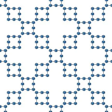 Block Chain vector blue seamless pattern or modern background Stock Illustration