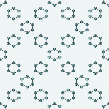 Block-Chain vector blue seamless pattern or Blockchain modern background Stock Illustration