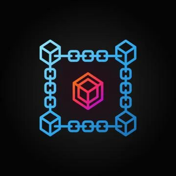 Block chain vector colored linear concept icon 库存插图