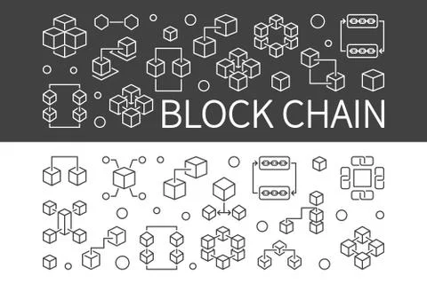 Block Chain vector concept banners set. Blockchain illustration 库存插图
