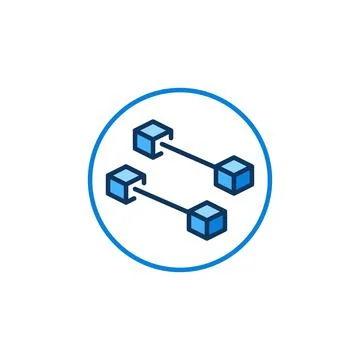 Block-Chain vector concept blue round icon - Circle with Blockchain sign イラスト素材