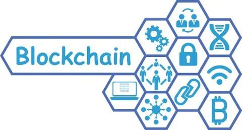 Block chain vector illustration background new technology Stock Illustration