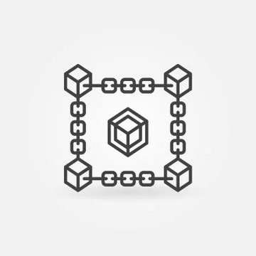 Block chain vector line icon. Blockchain technology symbol 库存插图