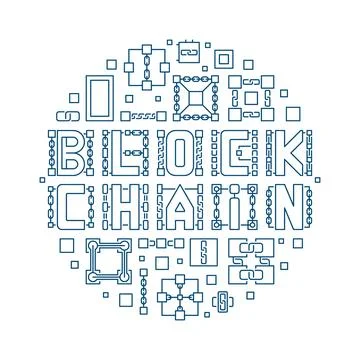 Block Chain vector linear modern round illustration Stock Illustration