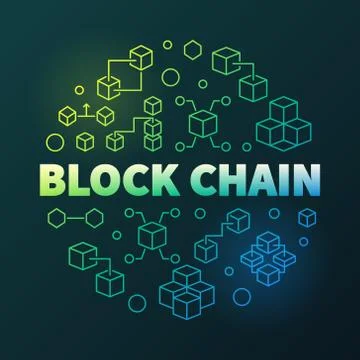 Block Chain vector round creative thin line illustration 库存插图