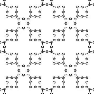 Block Chain vector thin line seamless pattern. Cryptocurrency abstract back.. Illustrazione stock