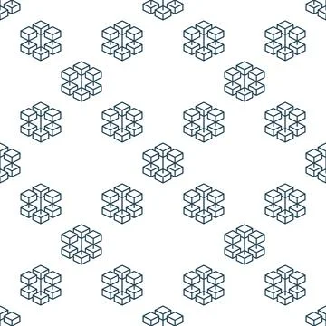 Block Chain vector thin line seamless pattern. Cryptocurrency Blockchain Te.. 스톡 일러스트