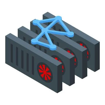 Block chain video cards icon, isometric style Stock Illustration