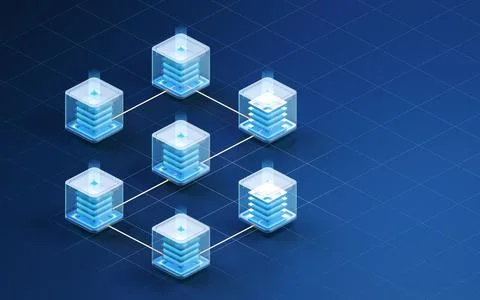 Block chains with a black background, 3d rendering. Stock Illustration