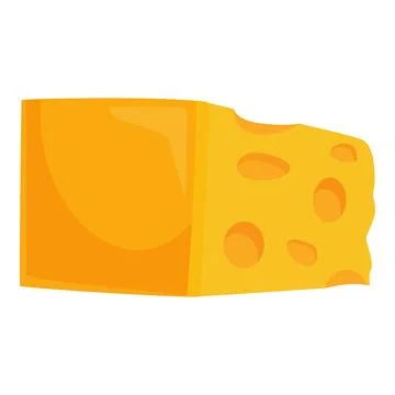 Block of cheese with bite missing on white background Stock Illustration