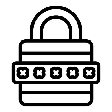 Block cipher icon, outline style Stock Illustration