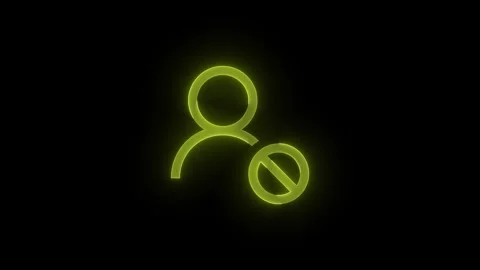 Block contact stroke icon glowing neon yellow color animation Stock Footage 289385953