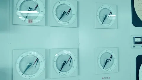 The block control panel is a control center for power units in npp Stock Footage 287956784