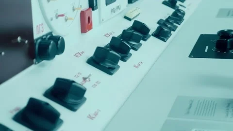 The block control panel is a control center for power units in npp Stock Footage 287960749