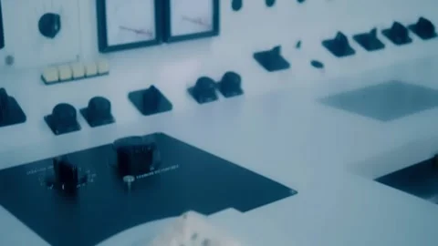 The block control panel is a control center for power units in npp Stock Footage 323912244