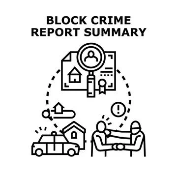 Block crime report summary analyzing neighborhood incidents Illustrazione stock