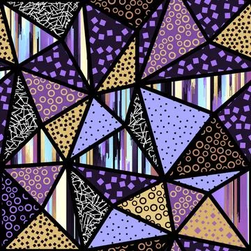 Block design geometric style. Triangles pattern. Seamless Vector image. 库存插图