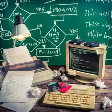 Block diagram and programming code Foto stock