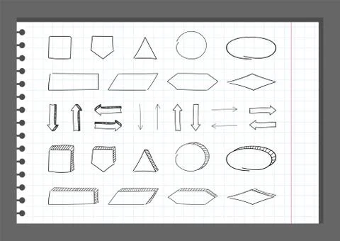 Block diagram flowchart vector collection. mindmap set of hand-drawn system s Illustrazione stock