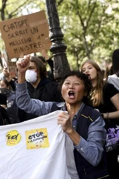 'Block everything' protests sweep across France, Paris - 10 Sep 2025 Stock Photos