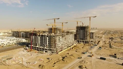 Block of Flats Construction in the Middle of Desert Aerial View 스톡 동영상 84956965