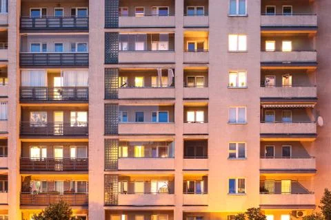 Block of flats in evening Stock Photos