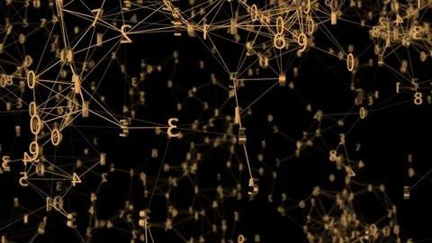 Block of gold numbers depth of field. business cinematic background. seamless Stock Footage 82416357
