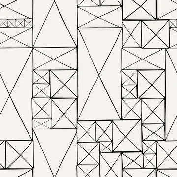 Block hand drawn doodle seamless pattern. 스톡 일러스트