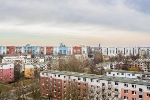 Block houses and building at Alexander Platz in Berlin Mitte, Germany Stock Photos