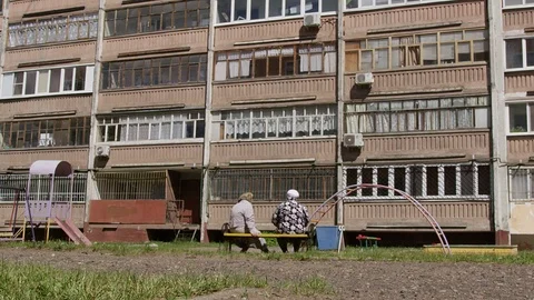 Block Houses District Stock Footage 99643195
