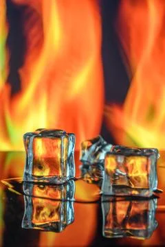 Block of Ice on Fire 2 Stock Photos