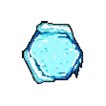 Block ice game button pixel art vector illustration Stock Illustration