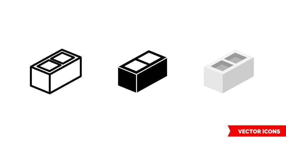 Block icon of 3 types. Isolated vector sign symbol. Stock Illustration
