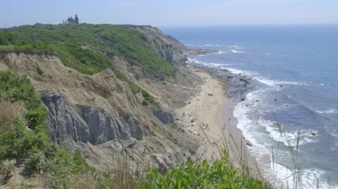 Block Island Cliffs 스톡 동영상 67017439