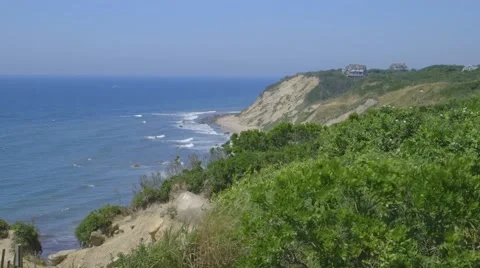 Block Island - View of ocean bluffs 스톡 동영상 67017438