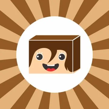 Block isometric cartoon character Stock Illustration