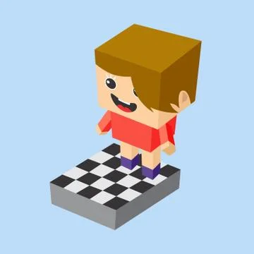 Block isometric cartoon character Ilustração Stock
