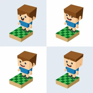 Block isometric cartoon character Illustrazione stock