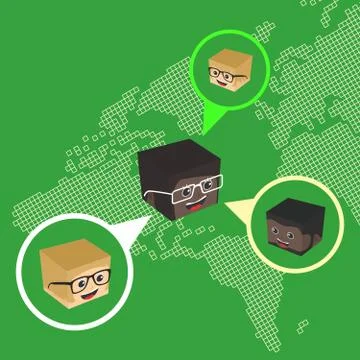 Block isometric cartoon chat Stock Illustration