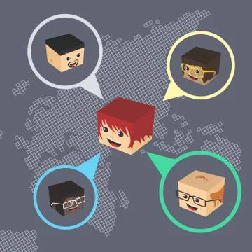 Block isometric cartoon chat イラスト素材
