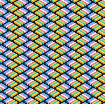 Block isometric seamless pattern design. Modern Flat Isometric vector seamles Stock Illustration