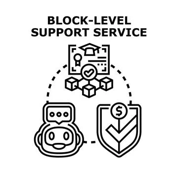 Block level support service providing assistance concept Stock Illustration