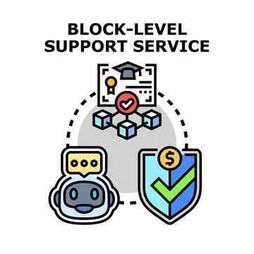 Block level support service providing assistance concept Stock Illustration
