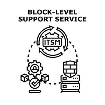 Block level support service providing information technology management Stock Illustration