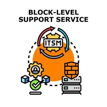 Block level support service providing information technology management Stock Illustration