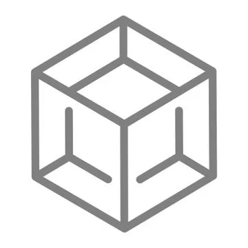 Block line icon. Cube vector illustration isolated on white. Box outline style Stock Illustration