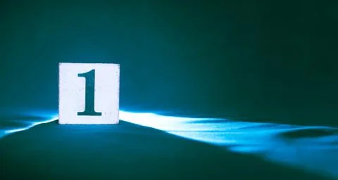 Block with number 1, one, on a dark blue background Stock Illustration