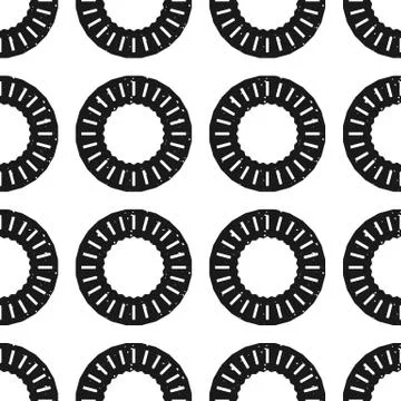 Block print seamless pattern with abstract motif in black and white Stock Illustration