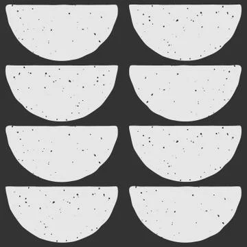 Block print textile with grey semi circle stamps Stock Illustration