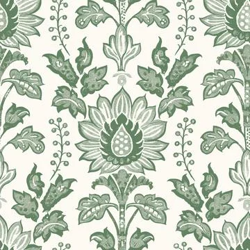 Block-printed style of a seamless indian floral pattern kalamkari muhgal 10 Stock Illustration